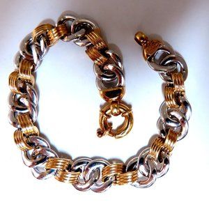 Two Toned Chain Link Loop Bracelet 14kt